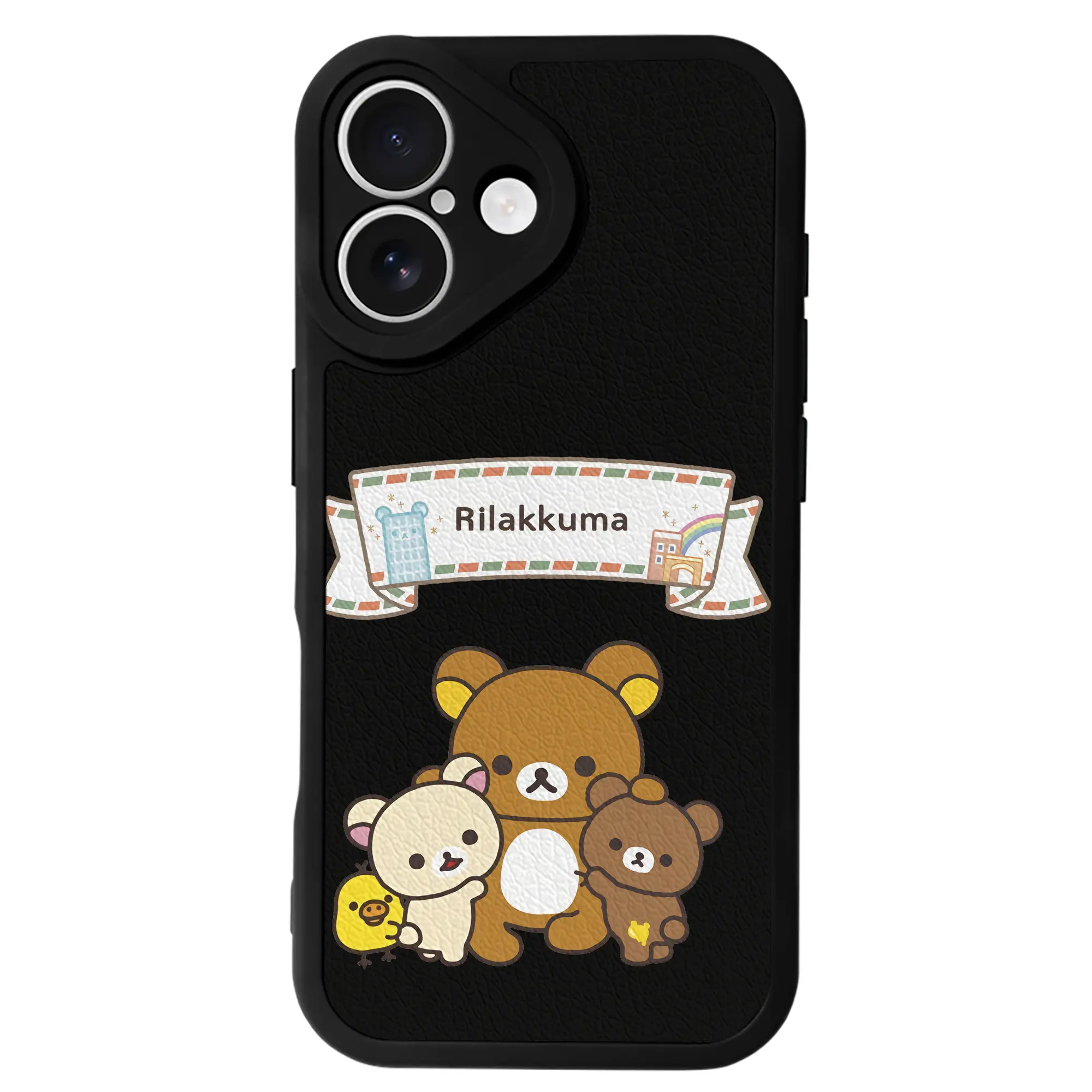 リラックマ (Rilakkuma) グッズ リラックマ (Rilakkuma) - IPhone 16シリーズ対応 ・ シリコンスマホケース ・ レザー調 ・ 高精度フィット ・ 耐衝撃 ・ ワイヤレス充電対応 ・ 精密カット